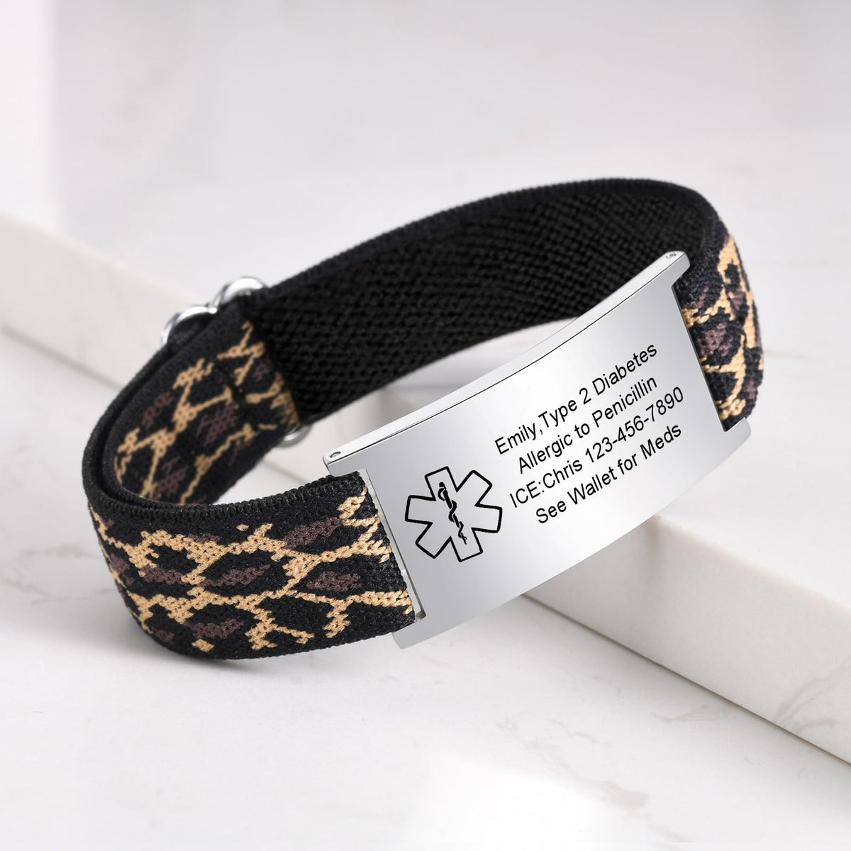 VNOX Medical Alert Bracelets for Men & Women Kids with Free Engraving Adjustable Stainless Steel Mesh Emergency Medical ID Bracelets Wristband