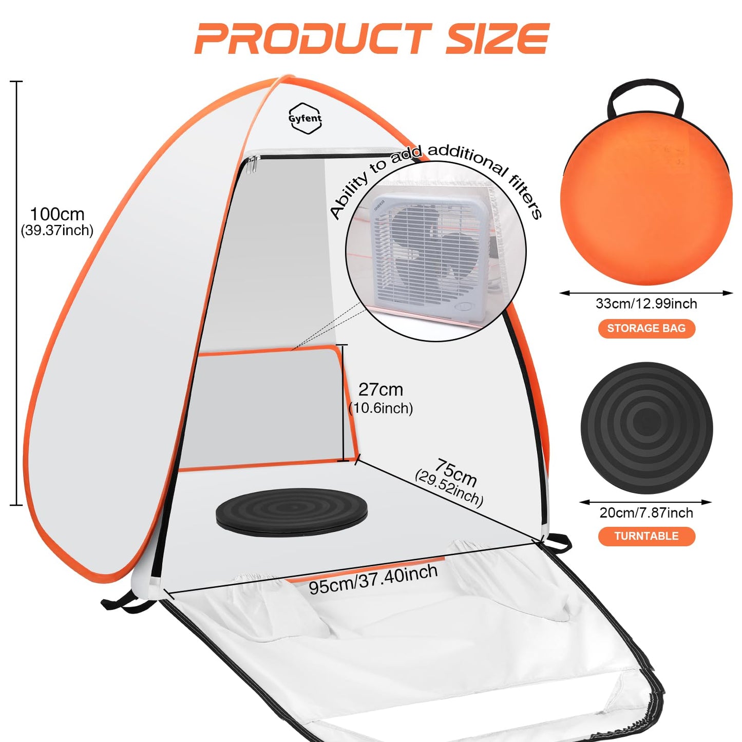 Gyfent Spray Paint Tent for Spray Painting, Portable Paint Booth Small Spray Shelter with Turntable Spray Booth Painting Station Spray Paint Tent Pop-up for Small DIY Projects Furniture