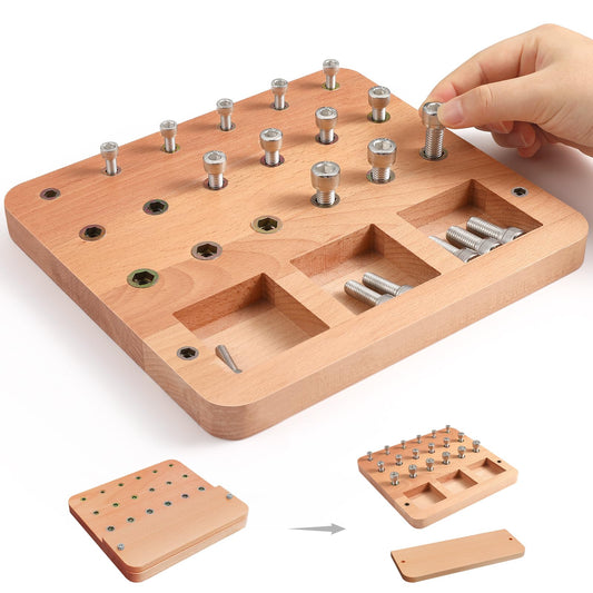 Wooden Peg board for Occupational Therapy with 3 Sizes of Pegs and Holes, Wood Pegboard for Finger Dexterity, Hands Therapy Peg Board to Improve Finger Motor Skills and Hand-Eye Coordination, 18 Holes