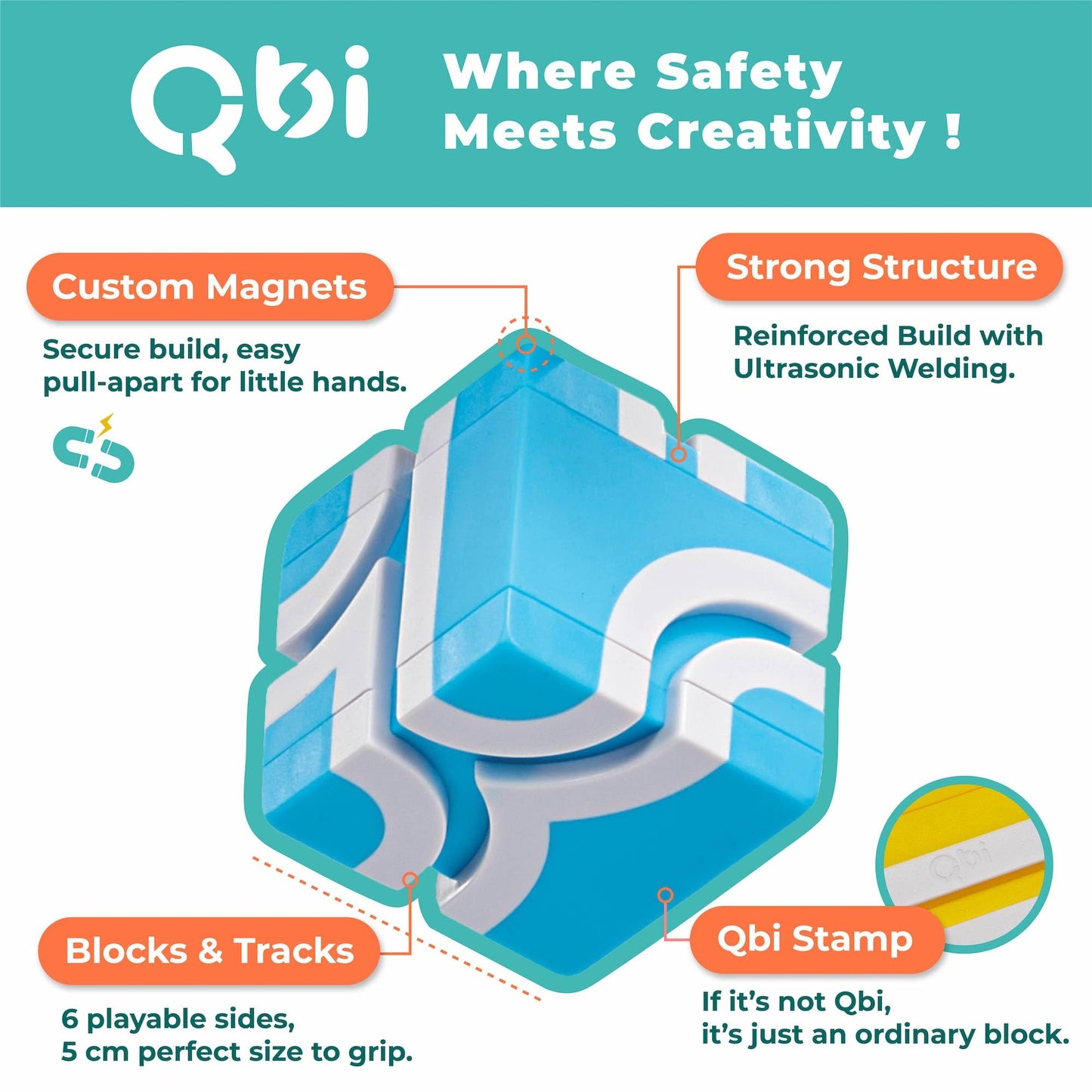 QBI STEM All-in-1 Toy Set with 6 Cars & Fruit Tiles | Open Ended Educational Sensory Magnet Cubes | Montessori Toys, Magnetic Building Blocks for Boys & Girls (68 Pieces)