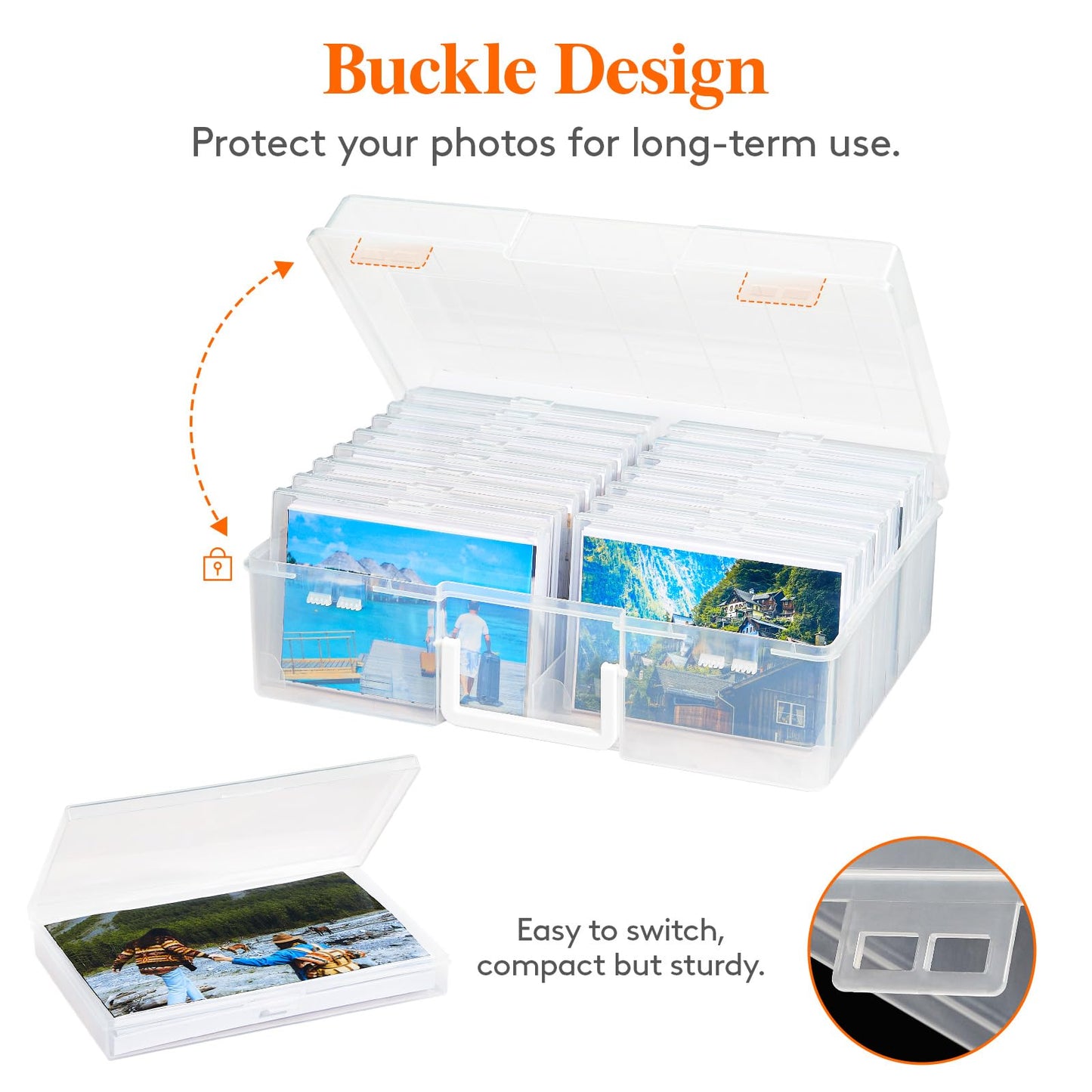 Lifewit 4x6 Photo Storage Box, 16 pcs Inner Photo Case with Lids, Clear Photo Organizers with 1 Sheet Label Sticker, Plastic Craft Storage Box for Seeds Sticker Cards Pictures Office Supplies