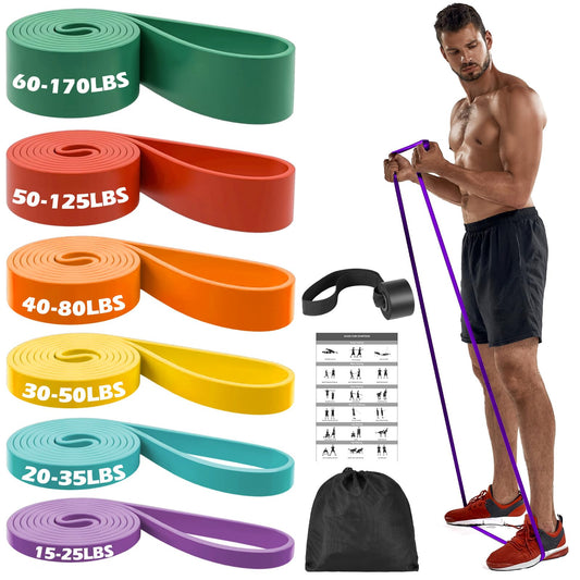 Zacro Resistance Bands Set with Door Anchor, 6 Levels Heavy Duty Pull Up Exercise Bands for Working Out, Muscle Power Strength Training, Physical Therapy, Home Fitness Gym Equipment for Men & Women
