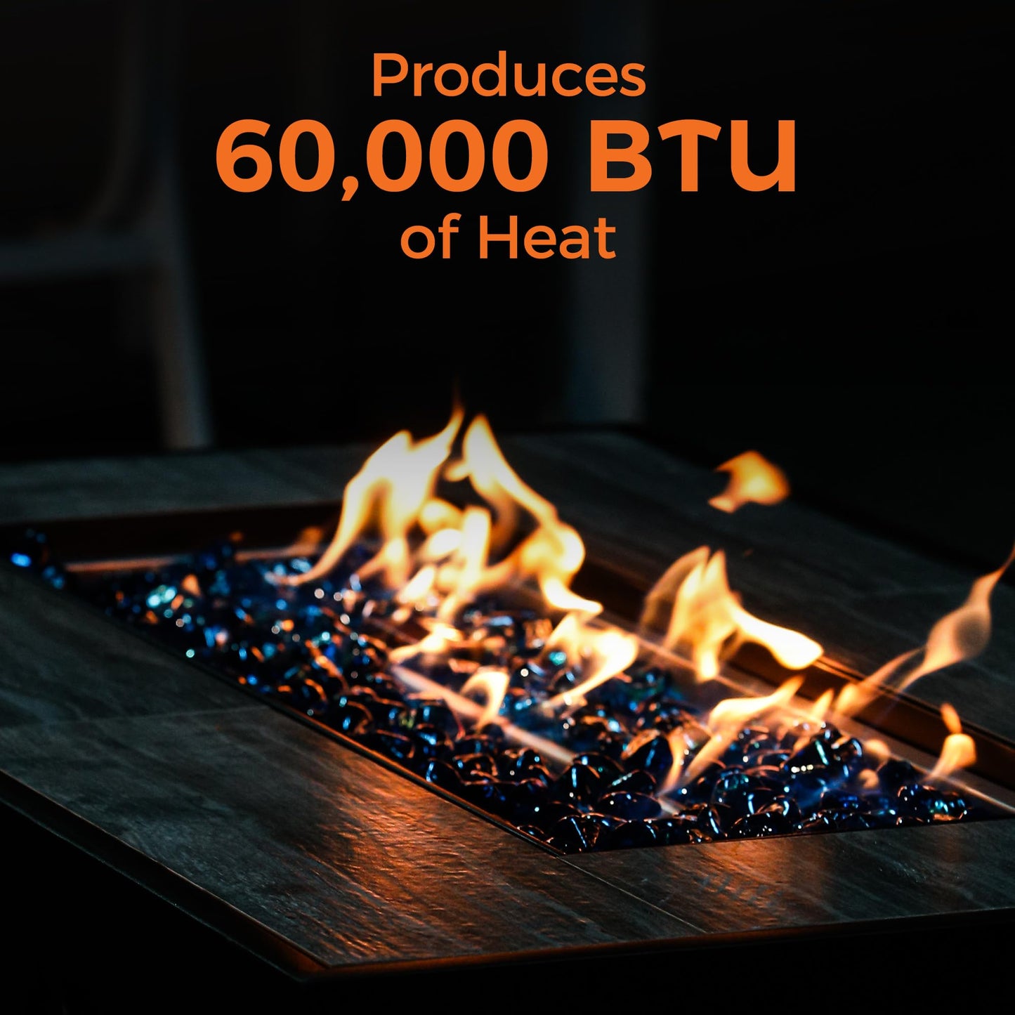 BALI OUTDOORS 42 inch Propane Fire Pit Patio Outdoor Fire Pit Table Large Black Firepits for Outside Rectangular
