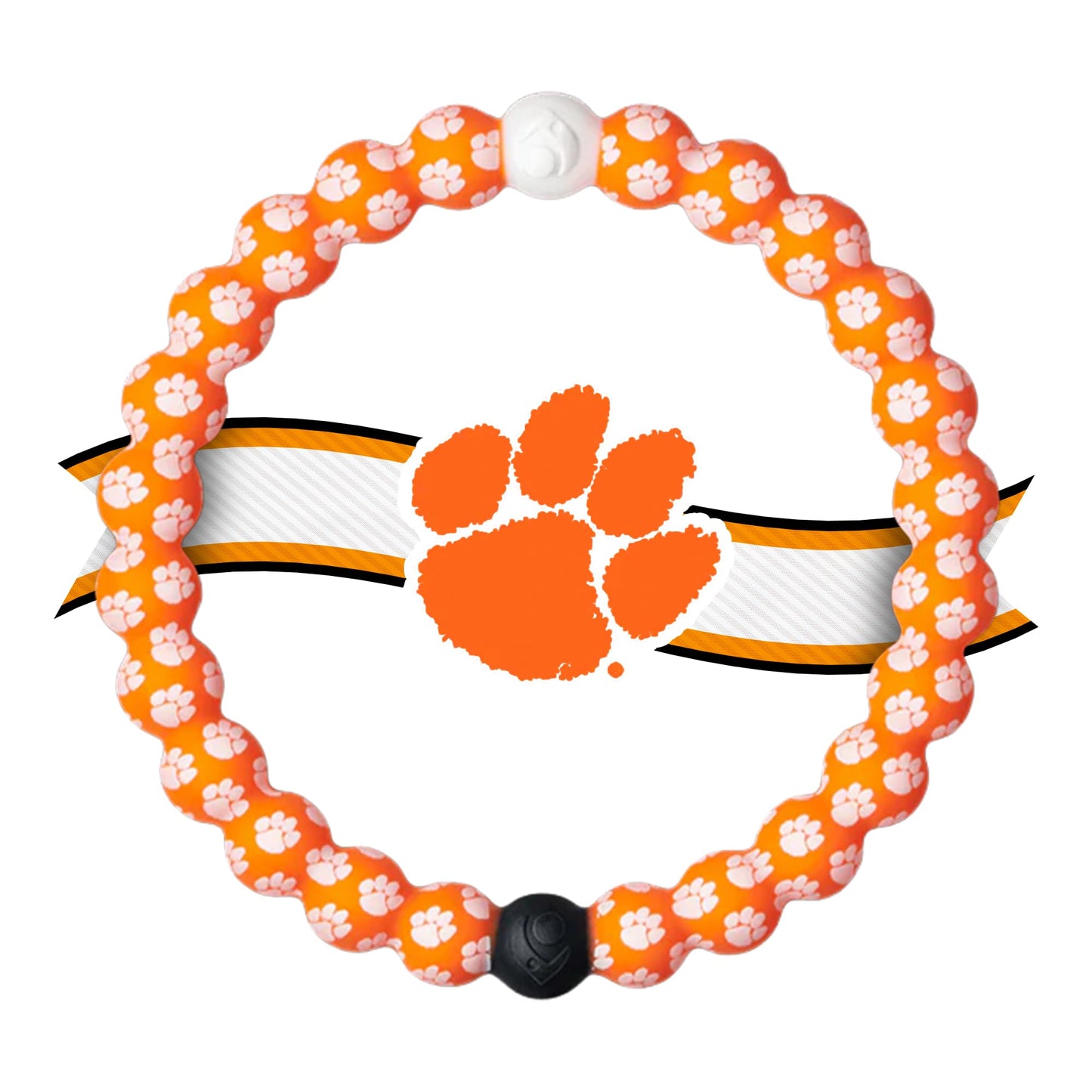 Lokai Collegiate Silicone Beaded Bracelet for Women & Men, Clemson University - Medium, 6.5 Inch Circumference - Silicone Jewelry Fashion Bracelet Slides-On for Comfortable Fit