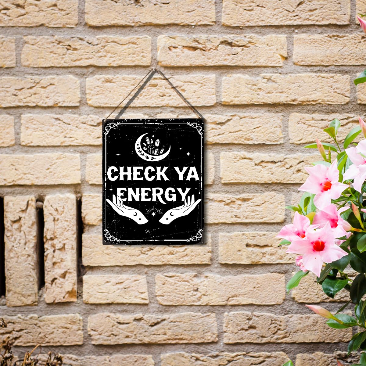 Funny Witchy Gothic Halloween Home Decor Hocus Pocus Decor Witchy Gothic Wall Decor Halloween Goth Witch Gifts for Women Men Friend Check Ya Energy Wall Door Sign