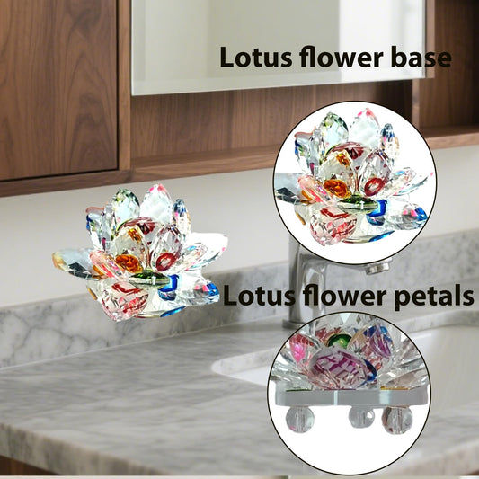 Colorful Crystal Figurine Glass Flower Ornament for Home & Office Decor (Transparent Decorative Accent)