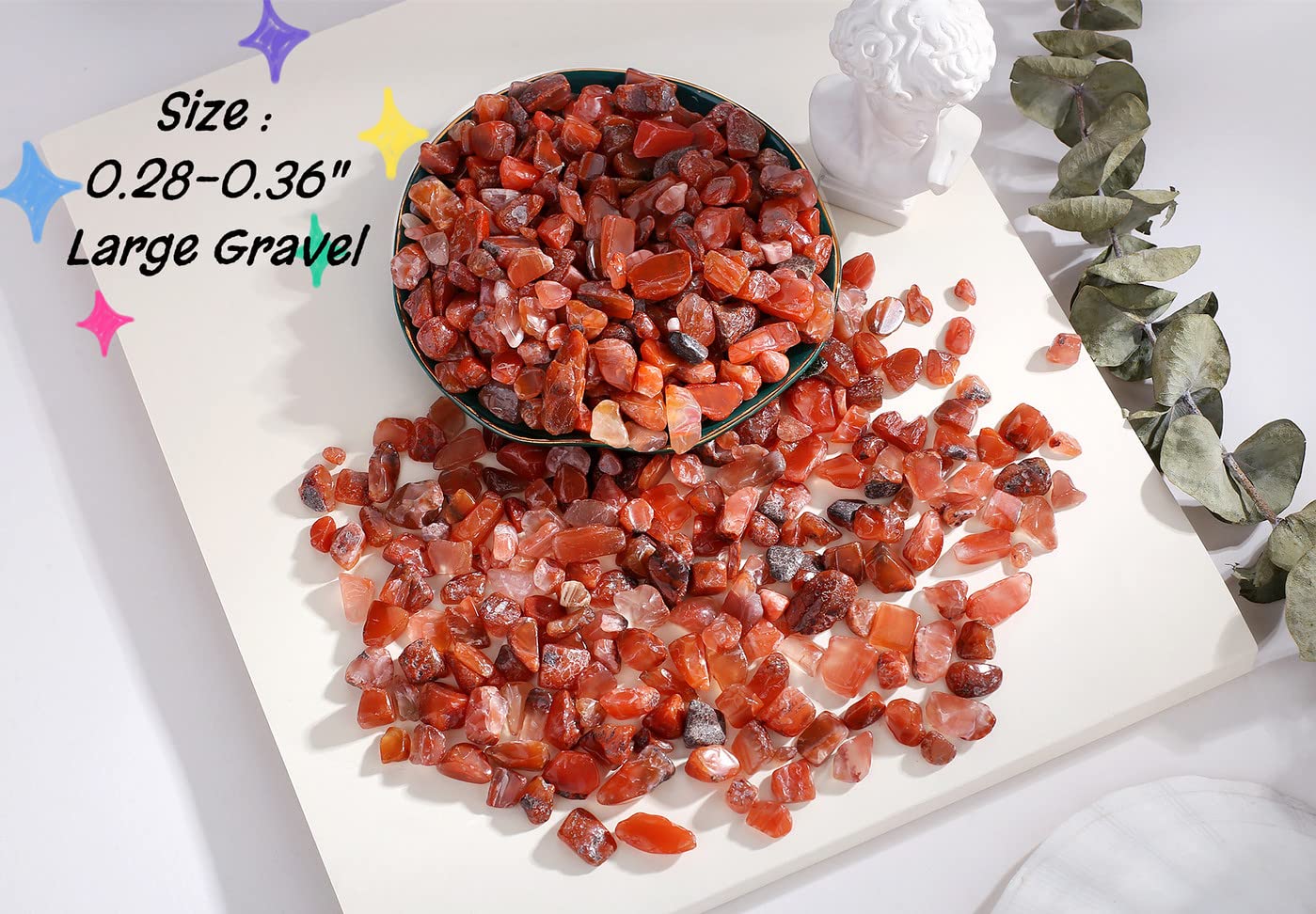 Red Carnelian Crystal Polished Rocks 0.3-0.4" Tumbled Reddish Brown Agate Stones Chips Quartz Stone Crushed Healing Crystals Natural Gem Home Decoration Aquarium Plants Vase Filler Ornament 0.6lbs