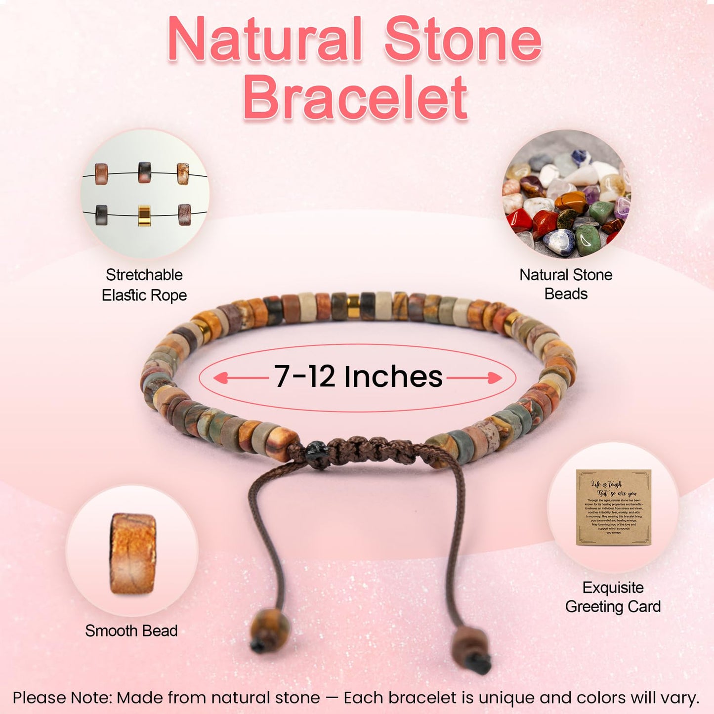 ZOKCC Inspirational Gifts Bracelets for Women - Healing Natural Stone Bracelet - Get Well Soon Gifts for Women Friends Sister Bestie