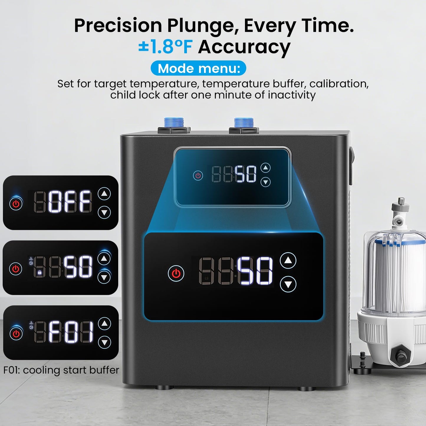 BAOSHISHAN Cold Plunge Chiller, 1/3 HP Ice Bath Chiller, Fast Cooling to 50F, Easy Setup with Pre-Assembled Pump & 20 Micron Filter, Ultimate Muscle Recovery System 110V