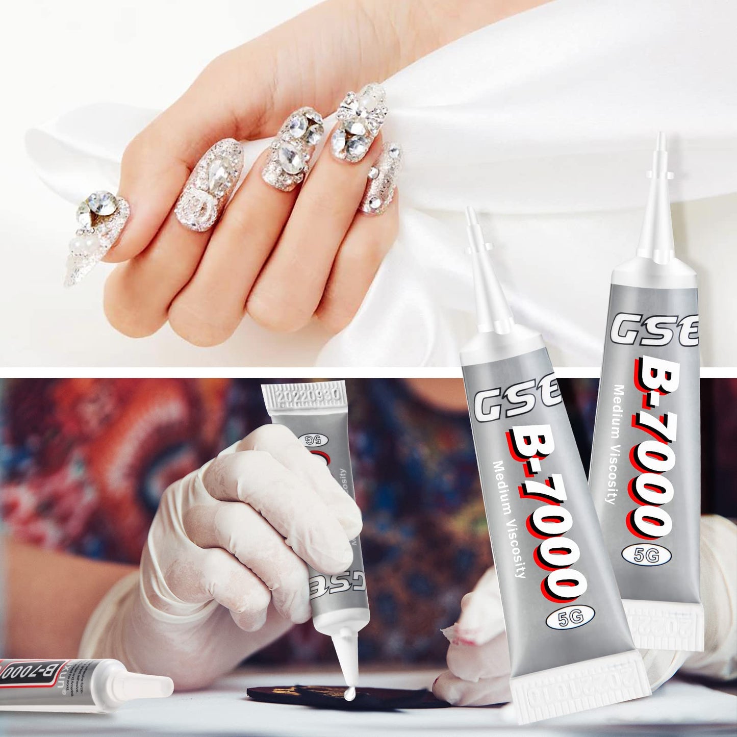 B7000 Glue Clear Adhesive Jewelry Bead B-7000 Glue for Jewelry Rhinestone DIY Cell Phone Repair Clothes Glass Metal Stone Beads Wooden Small Part Item(5ml, 40 Pcs)