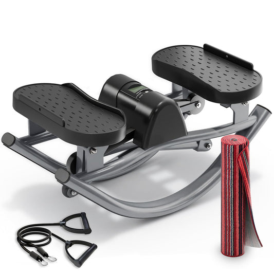 FineWay Upgraded Rock Stepper 2.0 for Exercise at Home, Rocking Stepper Side to Side, Low-Impact Knee-Friendly Exercise Machine with Resistance Bands, LCD Monitor & 330 LBS Capacity, Full Body Workout