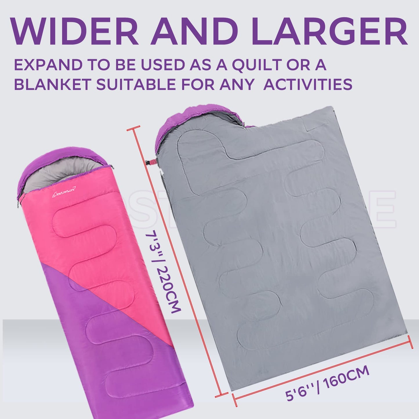 Clostnature Sleeping Bag for Adults and Kids - Lightweight Camping Sleeping Bag for Girls, Boys, Youths, Ultralight Backpacking Sleeping Bags for Cold Weather - Compression Sack Included(Left Zipper)