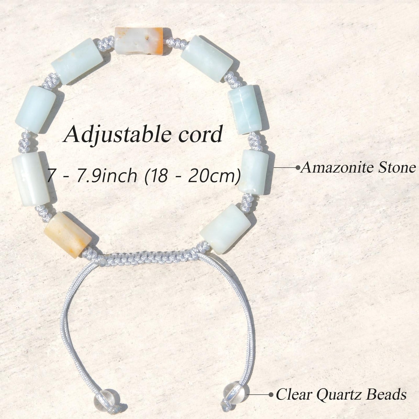 Onesmek Natural Amazonite Crystal Bracelet for Men - Healing Amazonite Crystals Mens Stone Beaded Bracelet, Handmade Chakra Energy Gemstone Adjustable Bracelets Jewelry Christmas Gift Idea for Men