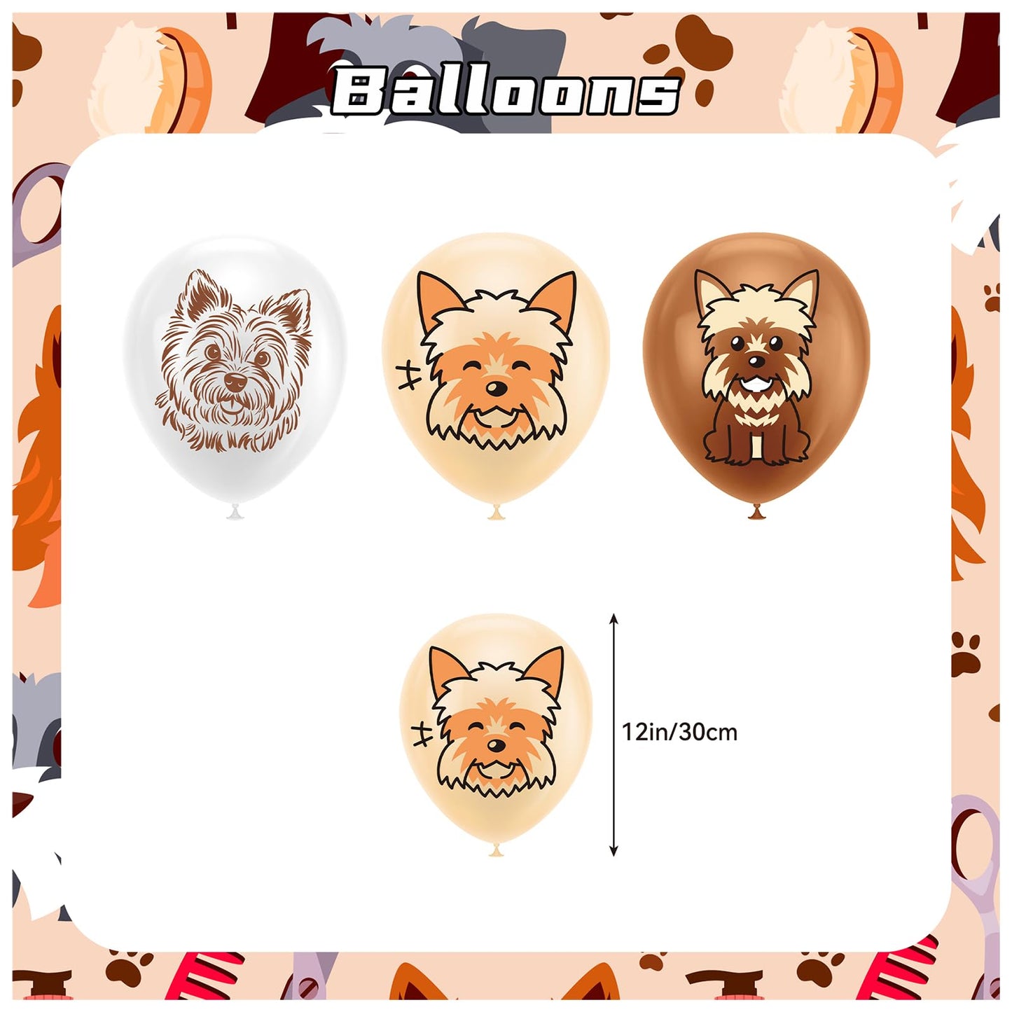 Yorkshire Terrier Birthday Party Decorations Yorkie Party Supplies Kit with Banner, Cake Topper, Cupcake Topper, Balloons for Yorkshire Terrier Decoration Dogs Party