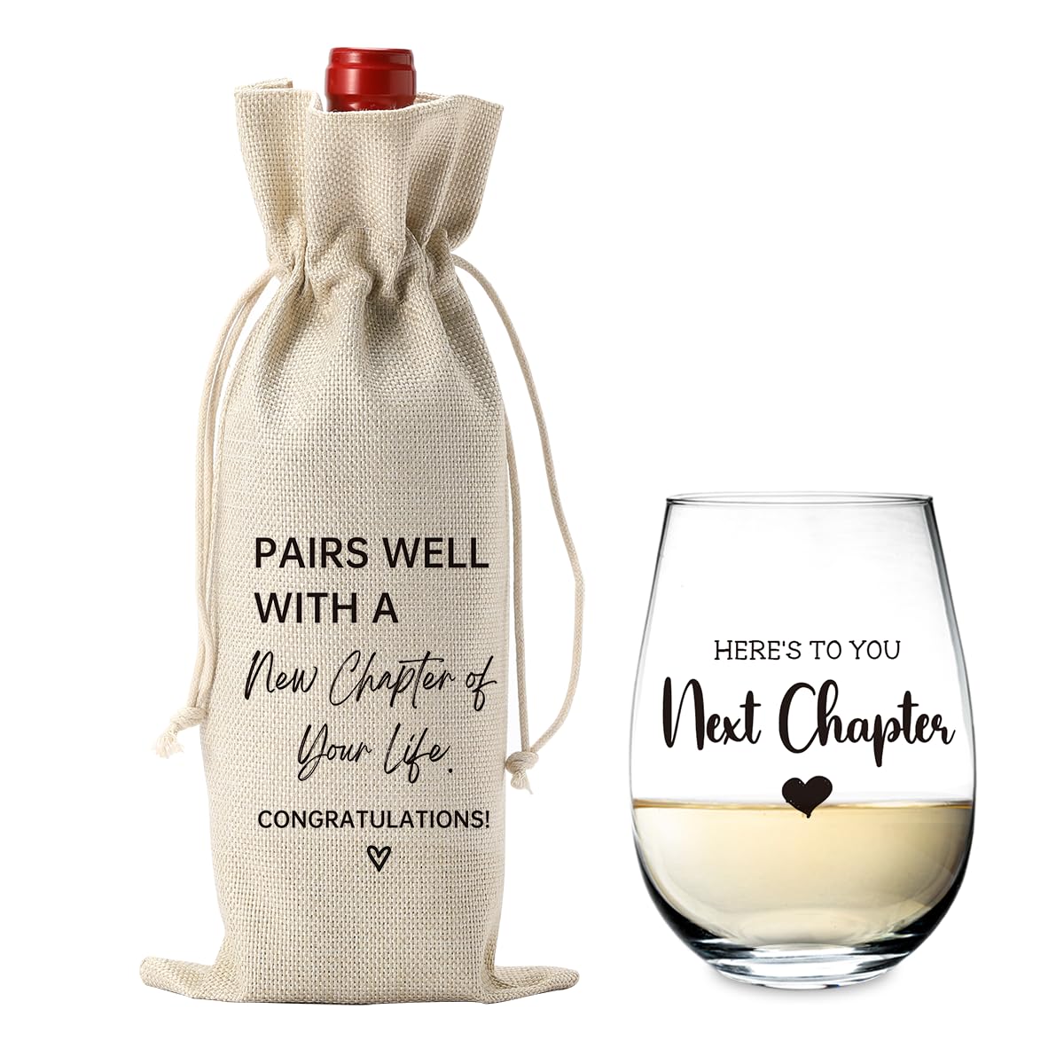 New Chapter Wine Bag Glass Set Farewell Gifts for coworkers Going Away Gift for Friends New Beginning New Business Owner Gifts New Job Gifts for Coworker Boss Graduation Gifts 2025