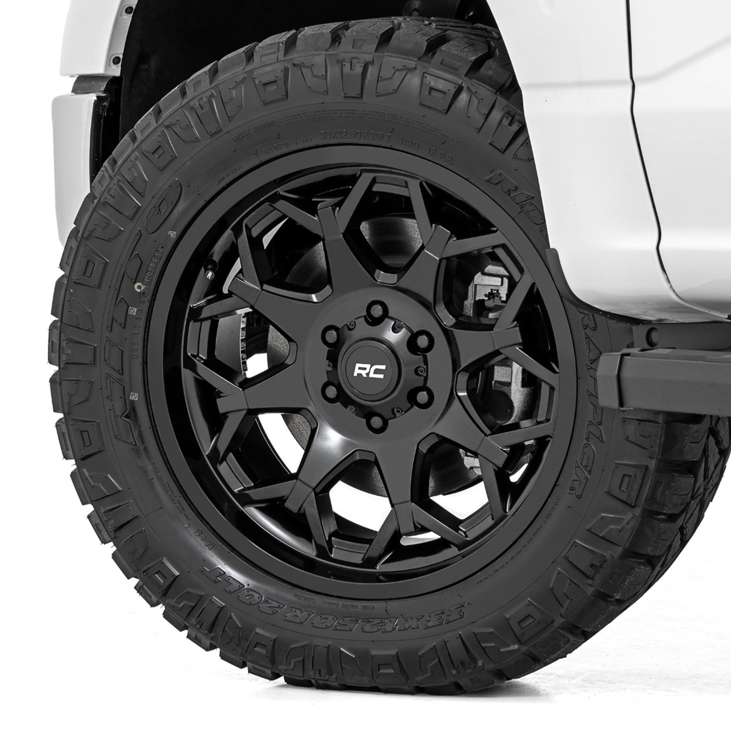 Rough Country 80 Series 20x9 Wheel - 6x135mm Bolt Pattern, 0mm Offset, One-Piece Aluminum, Semi-Gloss Black Off-Road Rim for Jeeps, Trucks, SUV