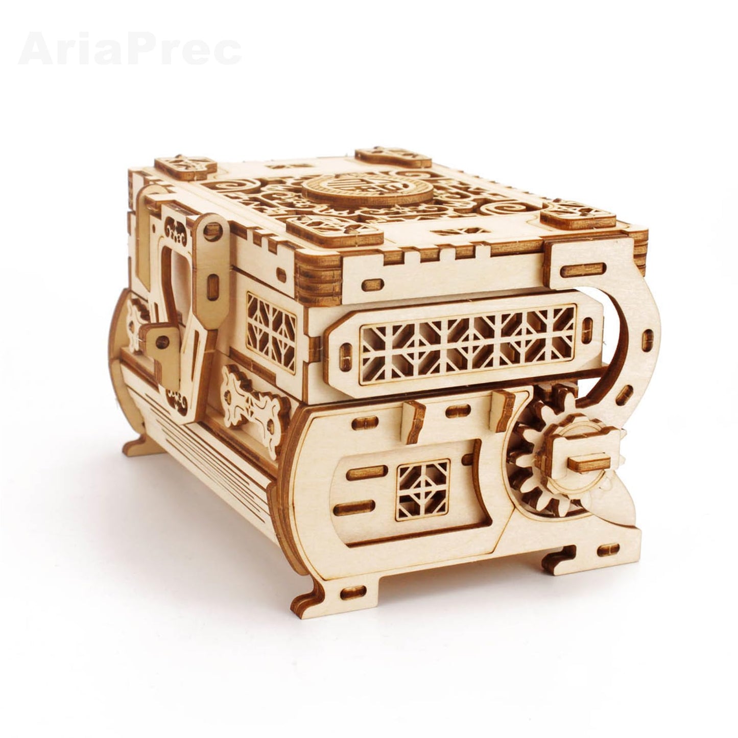 3D Wooden Mechanical Jewellery Box Puzzle - Antique Treasure Box with Exquisite Floral Carvings & Unique Mechanisms - DIY Decorative Gift for Puzzle Lovers
