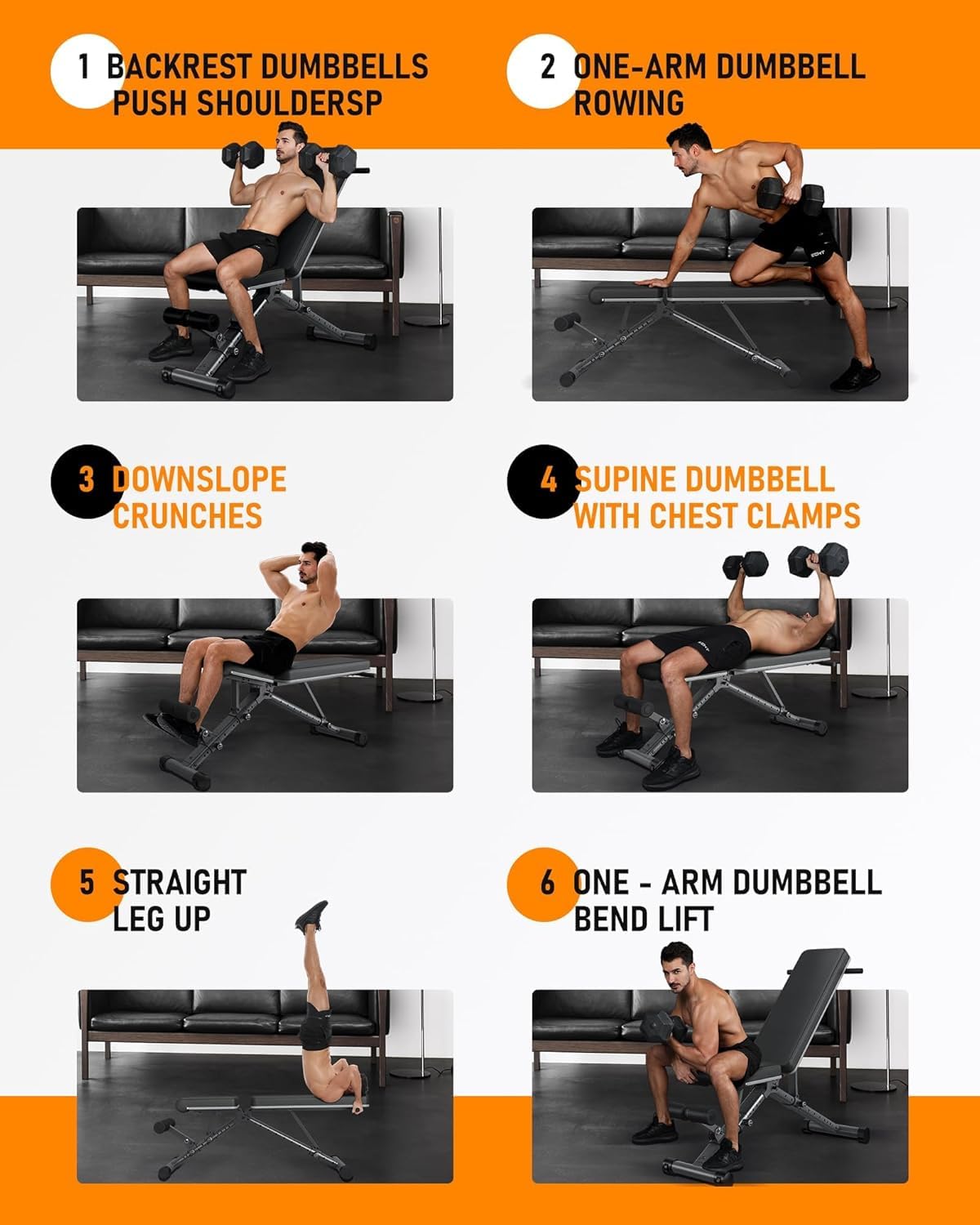 BARWING Adjustable Weight Bench Workout Bench, 1000 LB Heavy Duty Incline Decline Bench for Home Gym, Easy Assembly Foldable Training Lifting Bench, Ultra Short Gap New Version