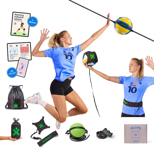 MOTOMY™ Volleyball Training Equipment Aid ‘VolleyPal’ – Solo Rebounder Trainer for Serve, Spike, Set & Pass; Indoor and Outdoor Volleyball Practice Equipment Gear, Volleyball Gifts for Teen Girls