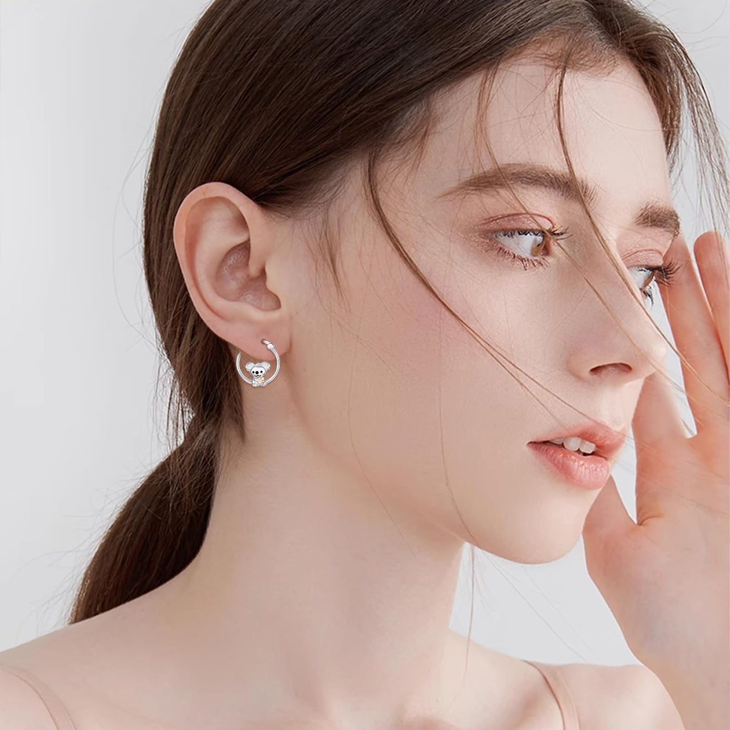 JUSTKIDSTOY Koala Earrings for 925 Sterling Silver Cute Koala Bear Hoop Earrings for Sensitive Ears Jewelry Koala Graduation Gifts for Women Daughter Her