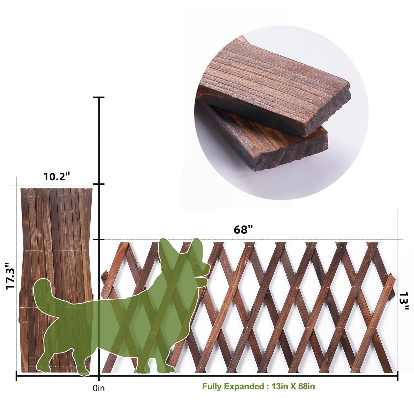 4 Pcs Expandable Garden Trellis, 13" x 68" Thickened Wooden Lattice Trellis for Climbing Plants Outdoor Ivy Vine Rose Clematis for Garden Fence Wall Patio Room Decor (4)