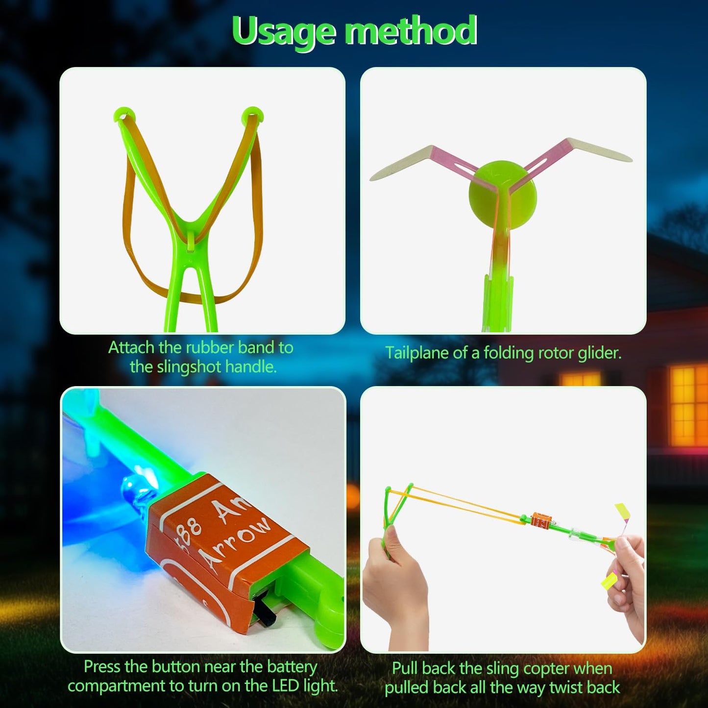 M.best 48Sets LED Outdoor Flying Toys Set, LED Flying Helicopter Toys for Kids with Flashing Lights, Flying Toy Outdoor Toys Glow in The Dark Party Supplies Party Favors for Kids 4-12