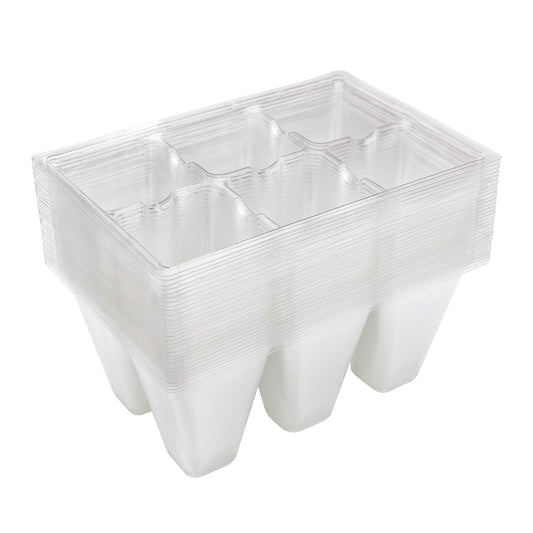 Gardzen 30 Pack 6-Cell Seed Starting Tray for Seedlings, Plant Starter Trays with Drainage Holes for Seed Germination, 5.4x3.7 inches, Clear