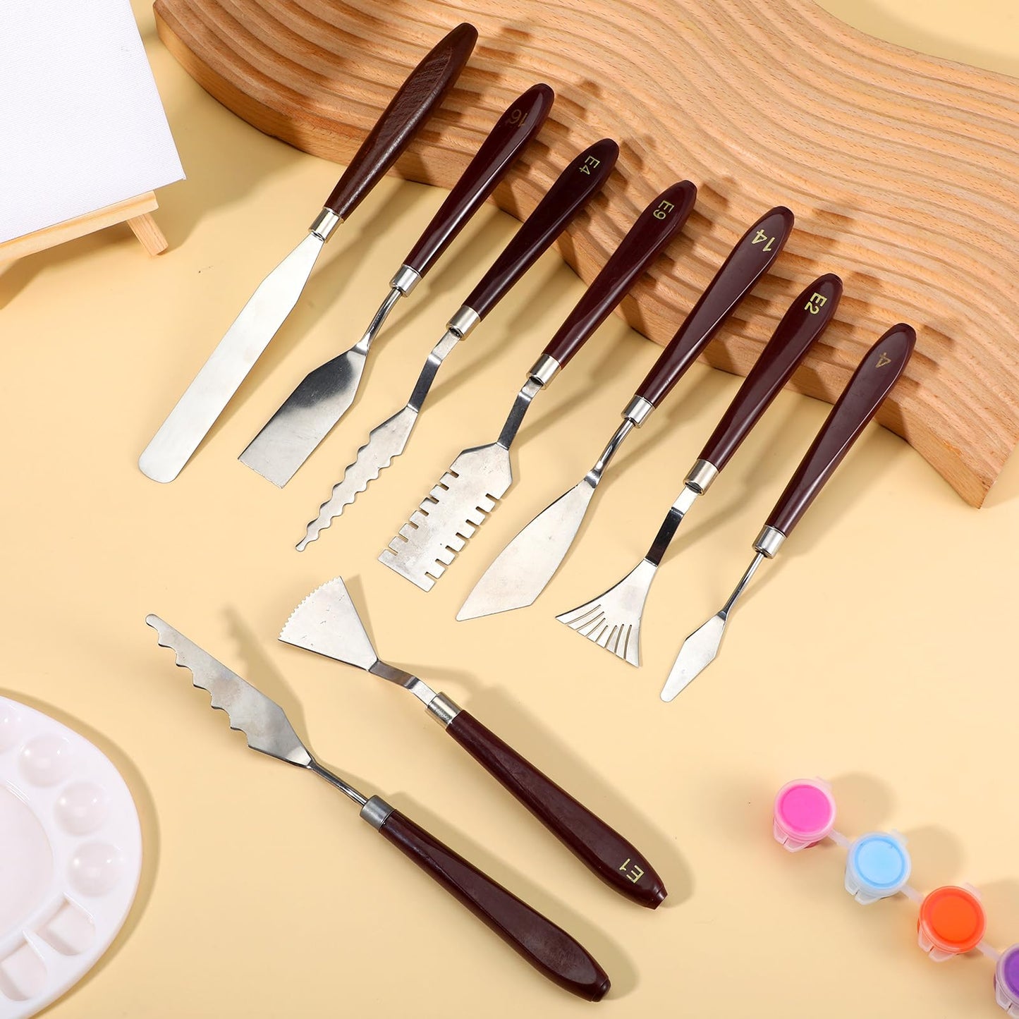 MBAIYO 27 Pcs Palette Knife Set, Stainless Steel Painting Knife Set Wood Handle Palette Knives Paint Spatula Pallet Knives for Acrylic Paint Tools for Canvas Oil Painting Mixing and Texturing