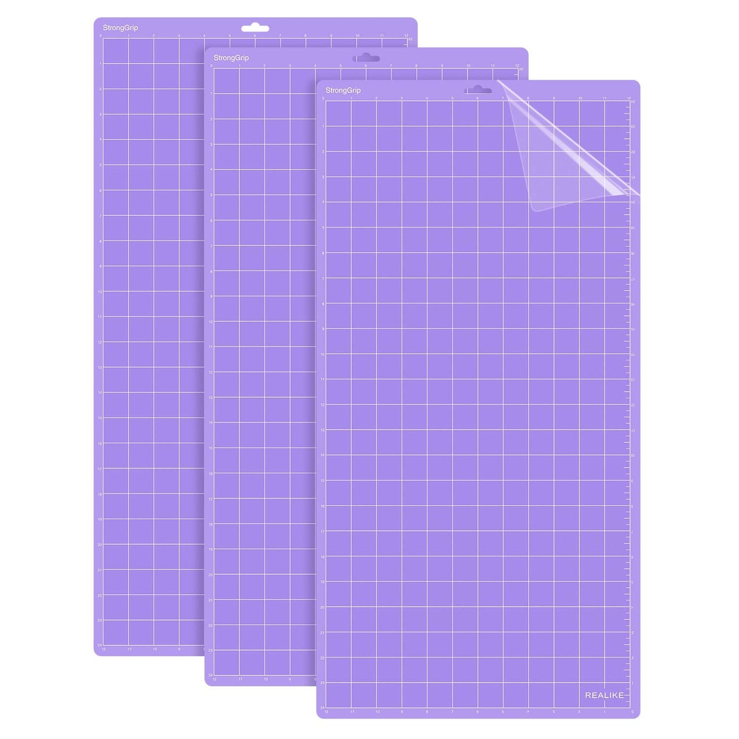 REALIKE StrongGrip Cutting Mat Compatible with Cricut Maker 3/Maker 4/Maker/Explore 3/4/Air 2/Air/One(3 Mats,12x24 inch) Purple Strong Adhesive Non-Slip Cut Mats for Crafts