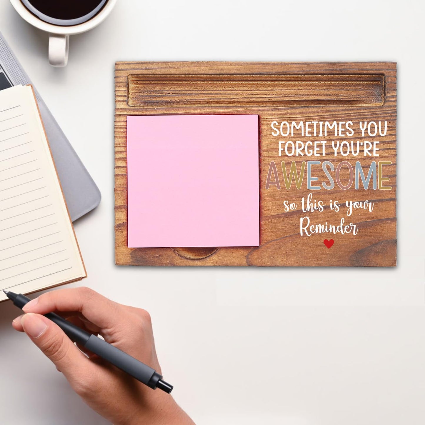 Sometimes You Forget You are Awesome Self-Stick Note Pad Holders, Inspirational Quotes Desk Decor Gifts for Women Coworker Friends, Encouragement Cheer Up Gifts Sticky Note Holder EDP08