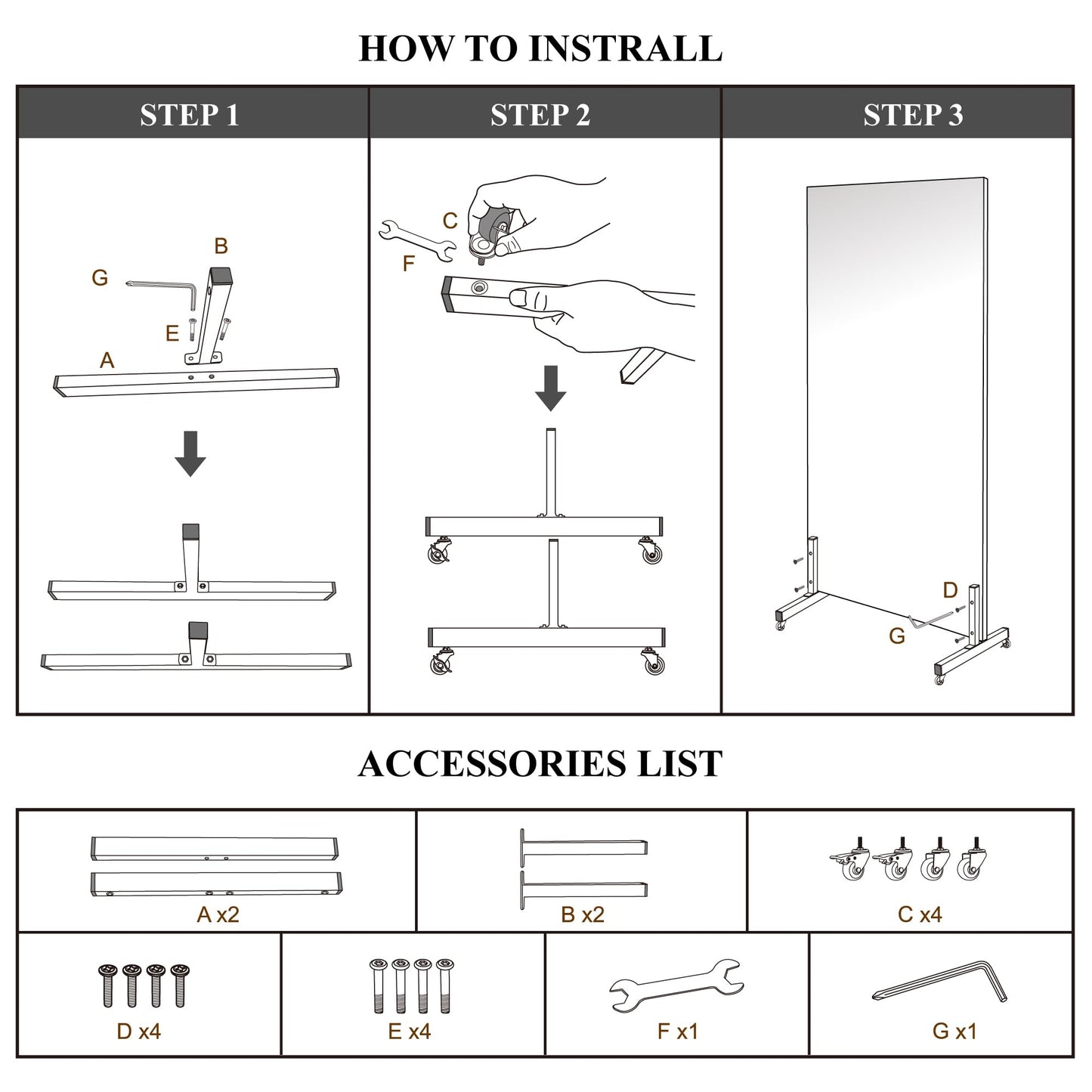 brisafe Full Length Mirror with Wheels, 71'' x 40'', White, Nano Film Surface Without Glass, shatterproof, Safe, Lightweight, only 13lbs Easy to Move and Install, for Home Gym, Dance & Yoga Studios.
