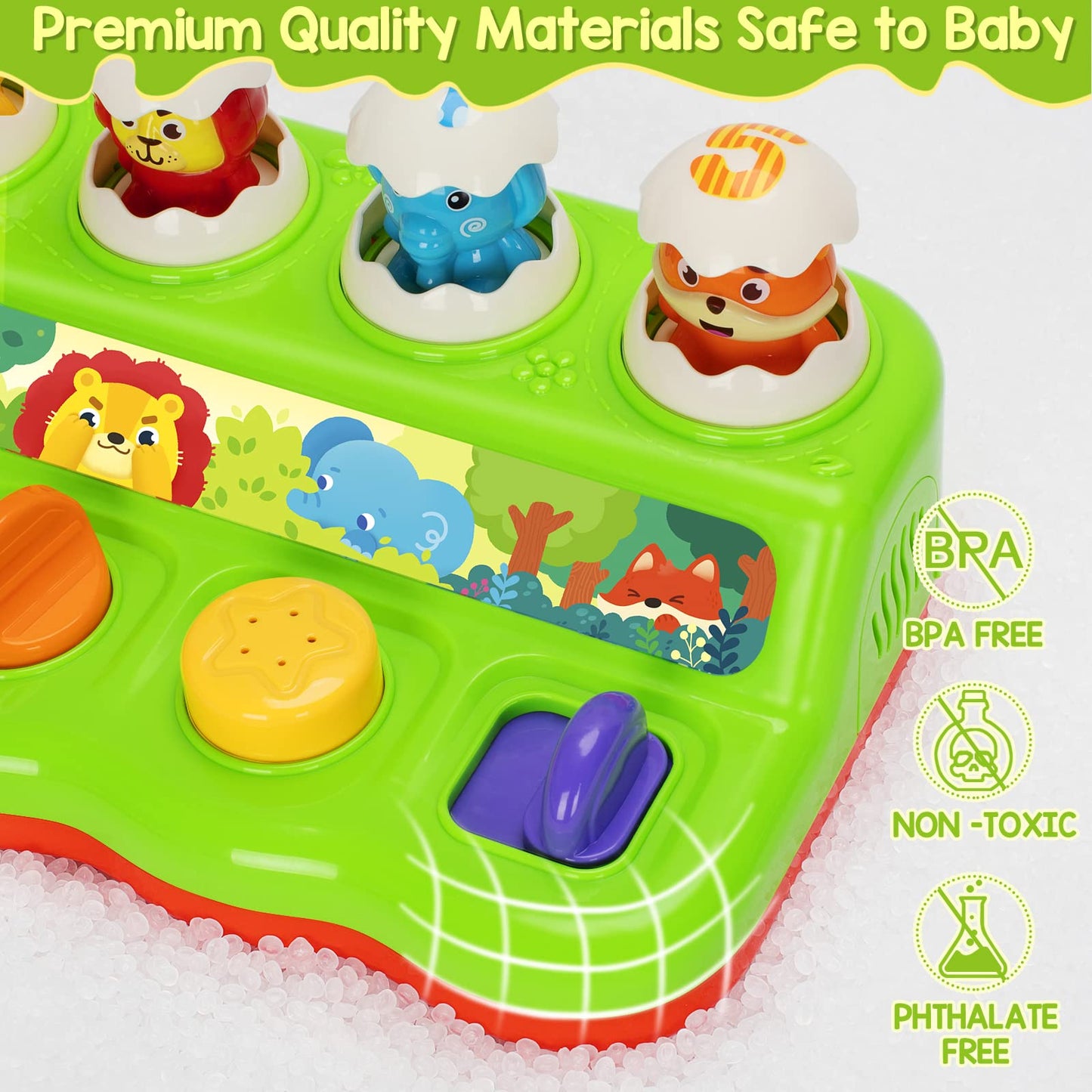 YEEBAY Pop Up Animals Toy with Music & Sound, Early Developmental Toy for 12-18 Months Baby, Infants & Toddlers,1 Year Old Girls & Boys