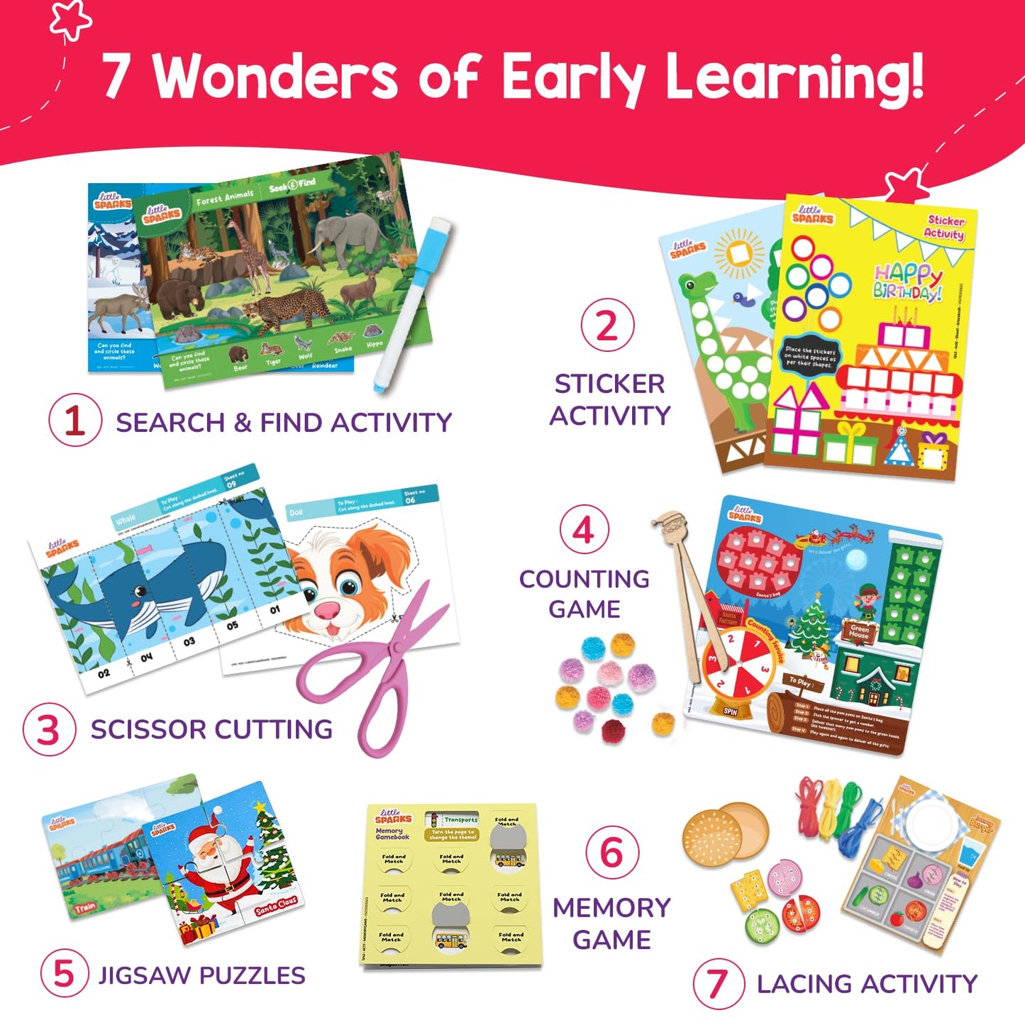 Smartivity Montessori Based Busy Box for 3,4,5 Years Old Boys and Girls I 7in1 Preschool Learning Activity Kit for Toddlers 3-6 I for Kids I Educational Toy I Vocabulary, Fine Motor&Scissor Skills