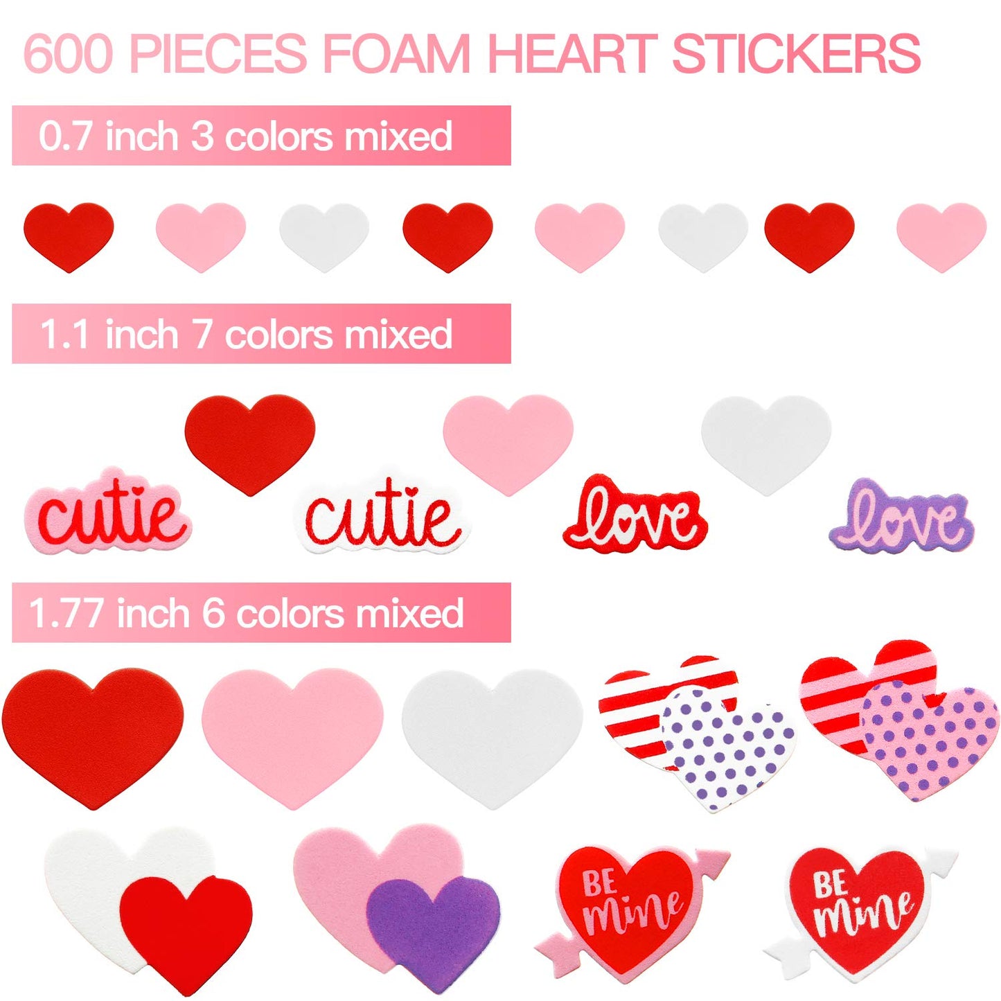 300 Pieces Valentine's Heart Doilies and 500 Pieces Foam Heart Stickers, Mini Paper Heart Doilies Adhesive Stickers for Wedding Decoration Valentine‘s Day Party