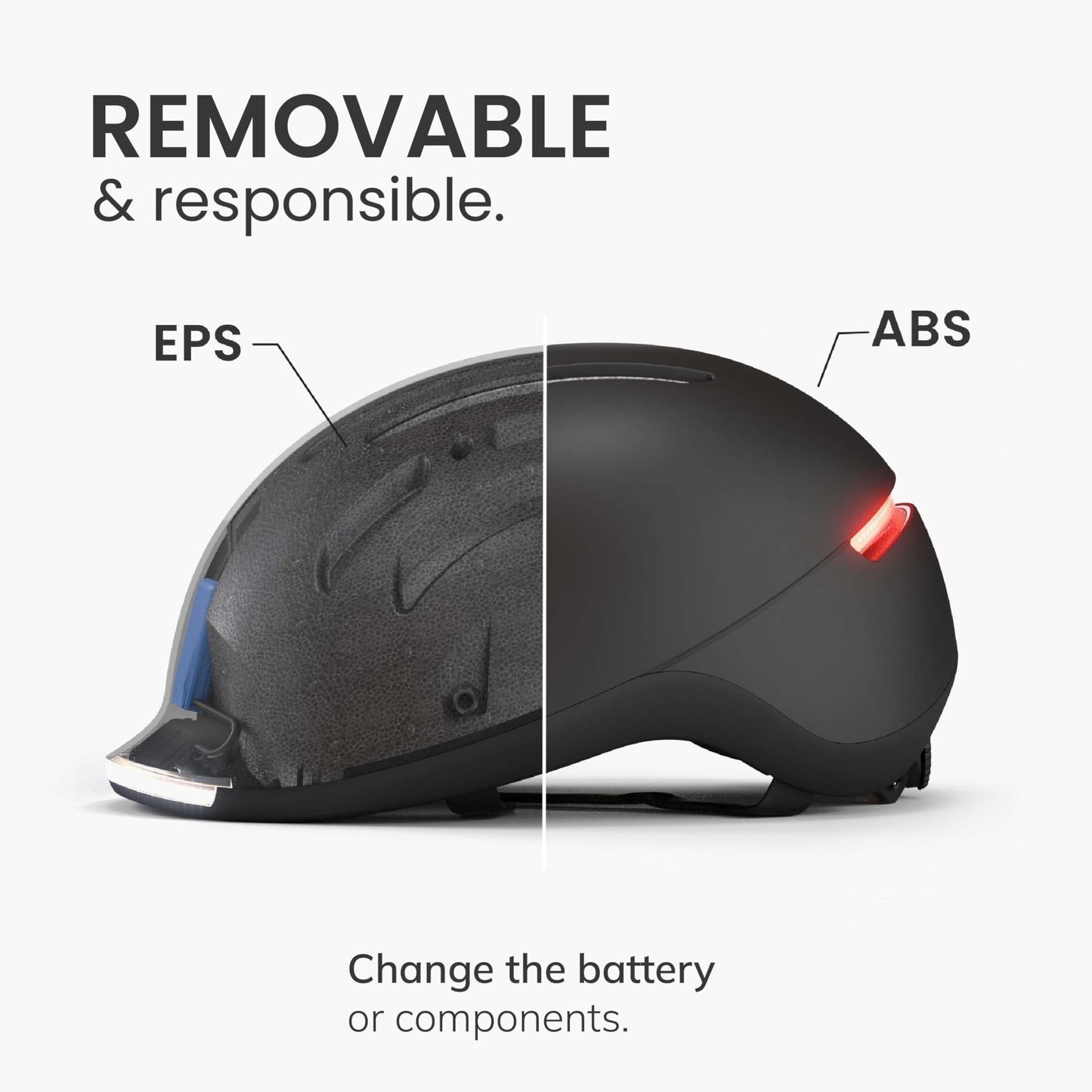 Overade Life Helmet for Bikes and e-Scooters, with Powerful Front/Rear Lighting - Flashing Function - One Size fits All (Pearl Grey)
