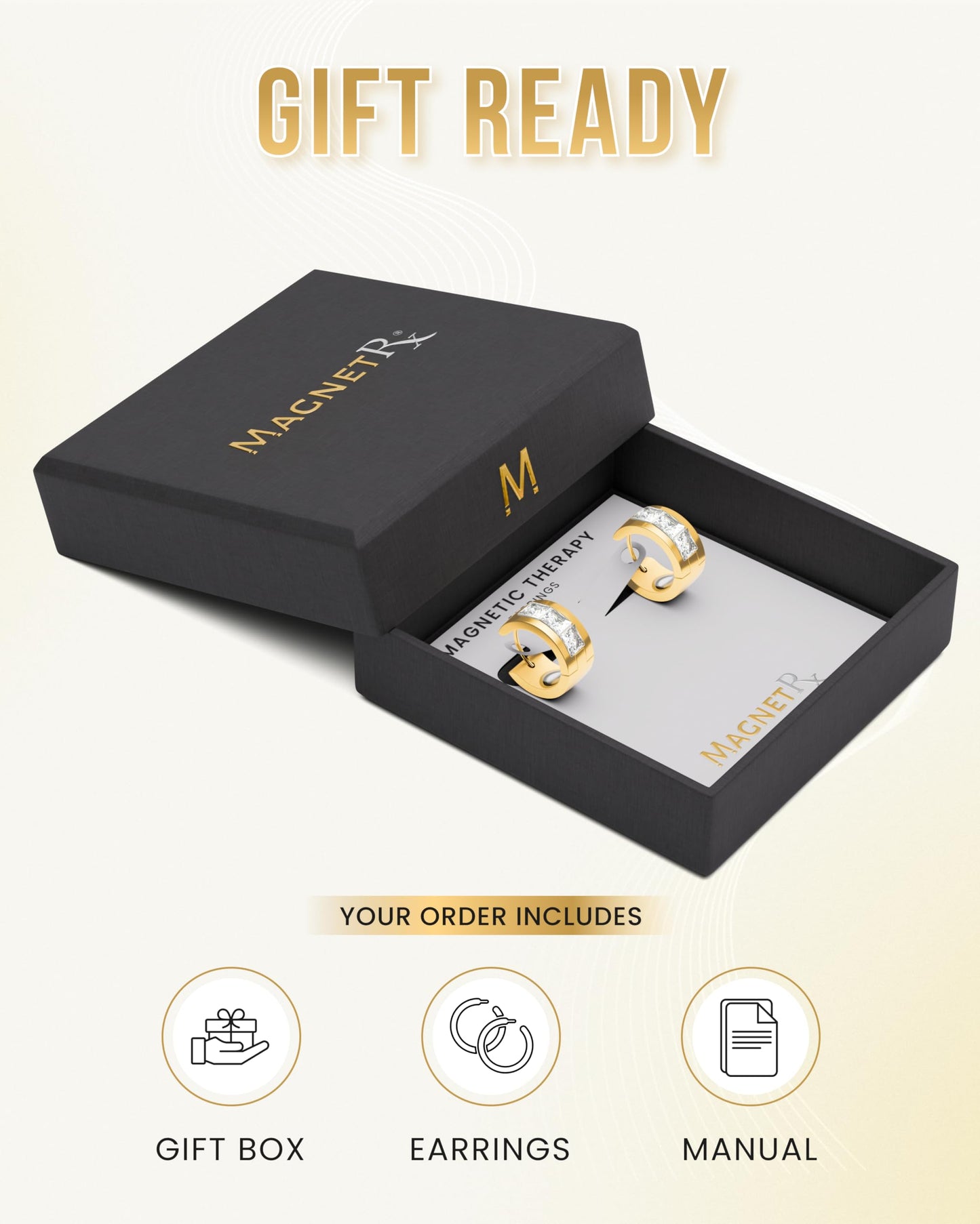MagnetRX Magnetic Earrings for Women – Premium Magnetotherapy Lymphatic Earring Crystal Stainless Steel – Womens Lymphvity Magnetic Therapy Acupressure Earrings (Crystal Gold)