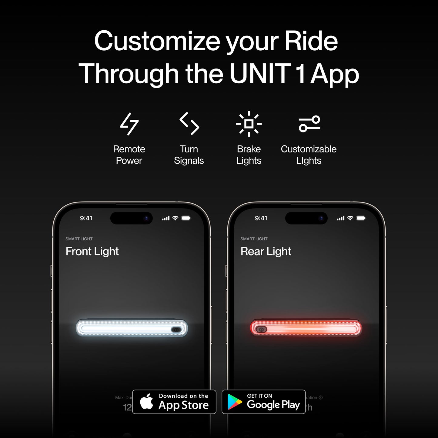 UNIT 1 Smart Light Pro Dual Pack with Wireless Charging Case - Front and Rear Bike Lights for Night Riding - Syncs with Aura and FARO Helmets for Turn Signals and Brake Lights