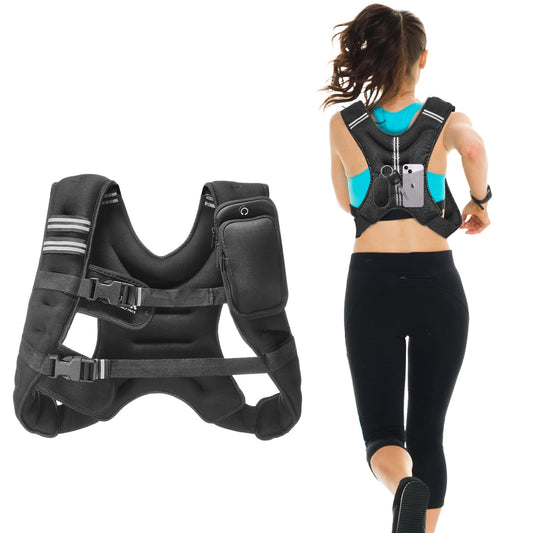 VEVOR Weighted Vest, 12 lbs Weight Vest with Reflective Stripe, Adjustable Buckle Body Weight Vest for Men Women, Workout Equipment for Strength Training, Running, Jogging, Fitness, and Weight Loss