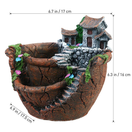 wdcfxy Creative Fairy Garden Flower Pot, Plant Pot, Succulent Plant Flower Pot Rack - Hanging Design Suitable for Home, Office, and Garden Decoration (Orange)