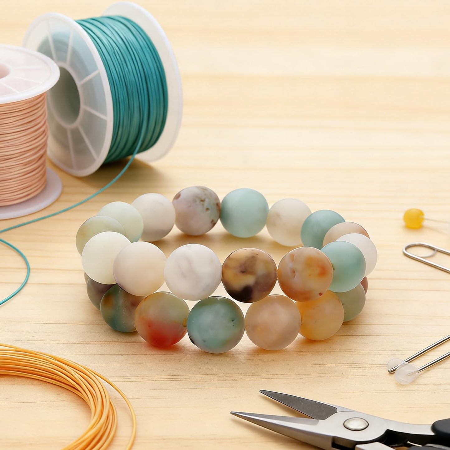 Zenkeeper 116-120 Pcs Amazonite Beads for Bracelet Jewelry Making 6 MM Natural Loose Amazonite Beads Gemstone Beads Round