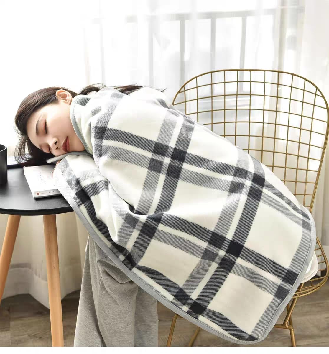 Dkieuyu Fleece Wearable Blanket,Comfy Warm Wrap Shawl Poncho Throw with Buttons,Office Chair Lap Desk Blankets Cape Cover for Sofa Bed Travel Camping,Birthday Gift for Elderly Grandma