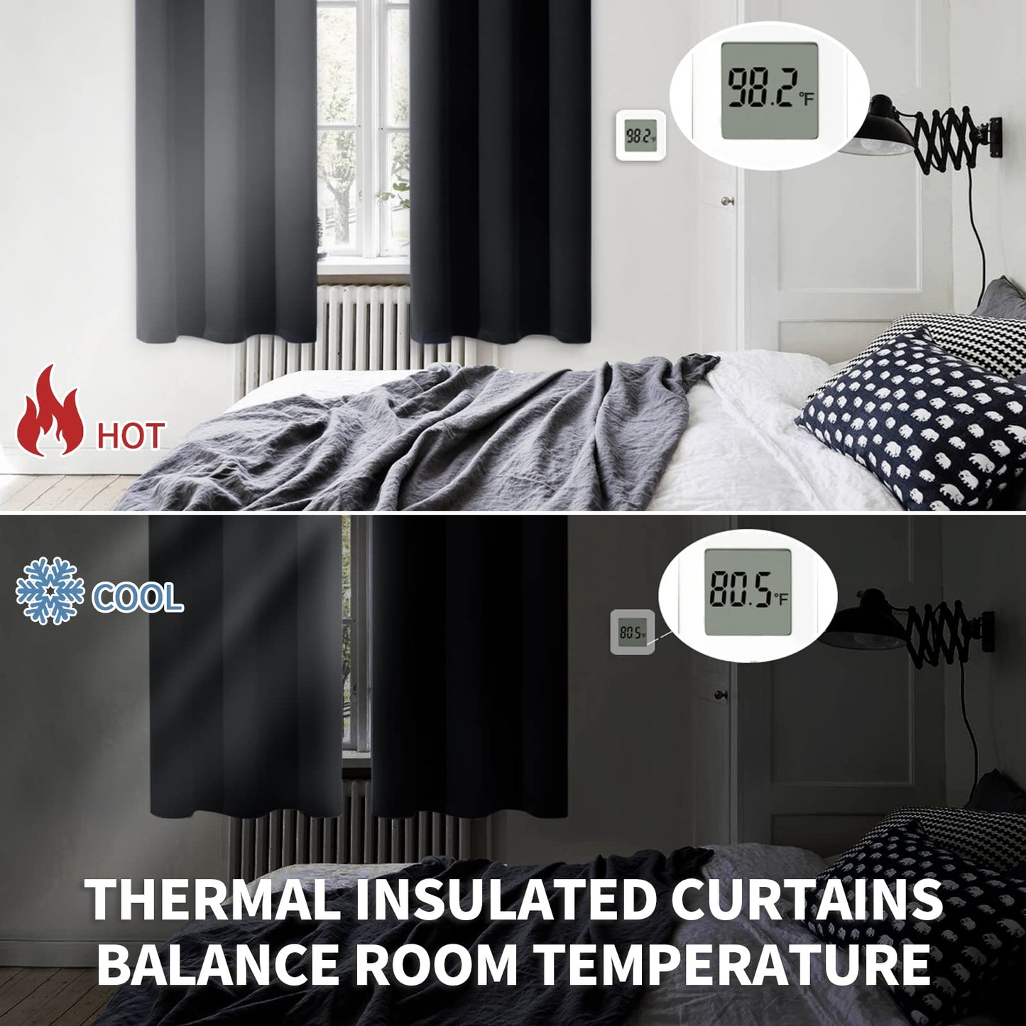 BGment Black Out Bedroom Curtains 63 Inch Length 2 Panels - Thermal Insulated Drapes with Rod Pocket Room Darkening Privacy for Living Room, 42 x 63 Inch