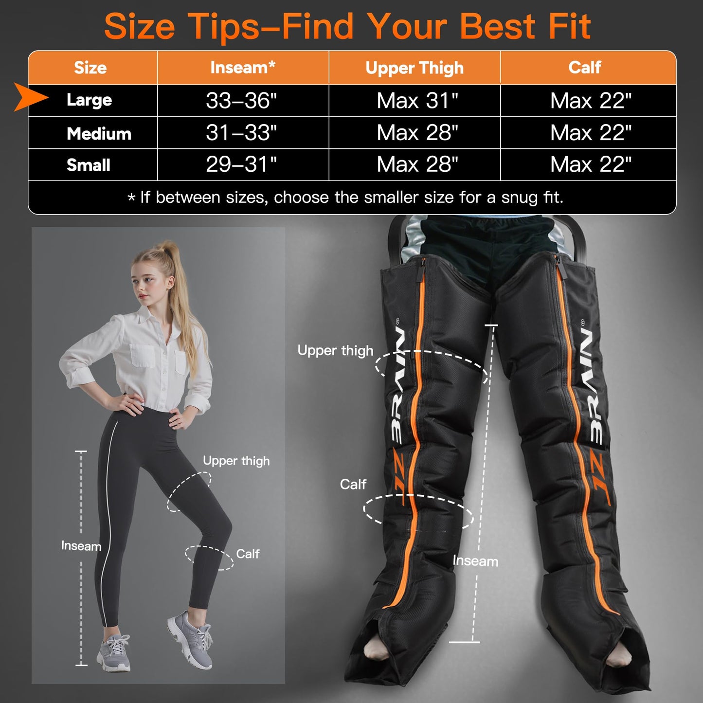 JZBRAIN Air Compression Leg Recovery Boots : Dual-Power Sequential Compression System Device with Smart Pressure Sensor - 6 Modes & 14 Positions Foot and Leg Massage for Athletes & Gym (Large)