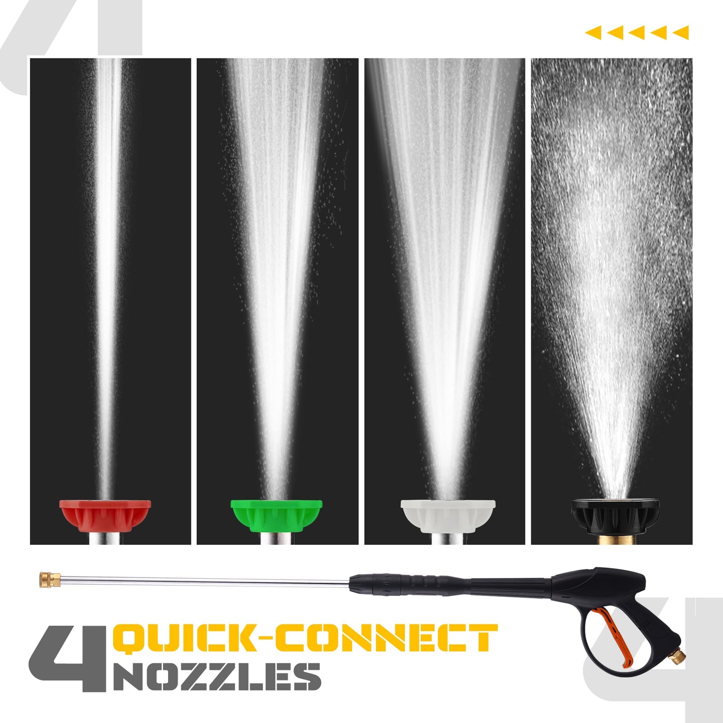 AidBuilt 3500 PSI Gas Pressure Washer, 2.3 GPM High Power Washer with 209CC Engine, 25FT Hose, 4 Quick-Connect Nozzles, for Cleaning Walls, Vehicles, Gardens, Driveways, Concrete(Orange)
