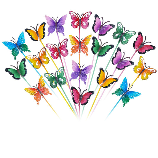 hogardeck Garden Decor for Outside, Set of 20 Metal Butterfly Decorative Garden Stakes for Spring Decor, Yard Art Garden Decorations for Outdoor Lawn Pathway Patio