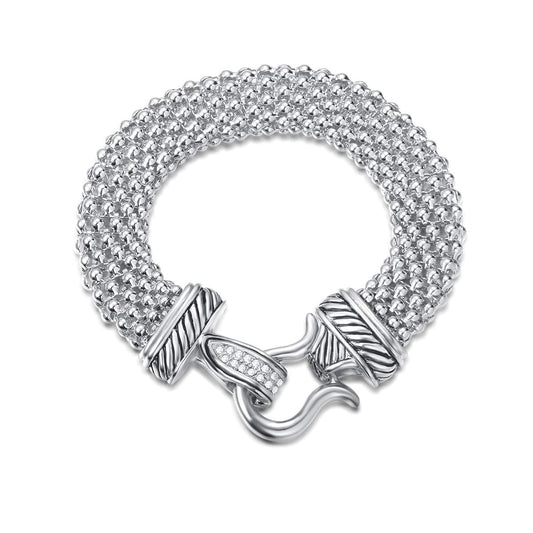 UNY Jewelry Antique Fashion Popcorn Chain Designer Brand Inspired Women Unique Christmas Gifts Bracelets (Silver)