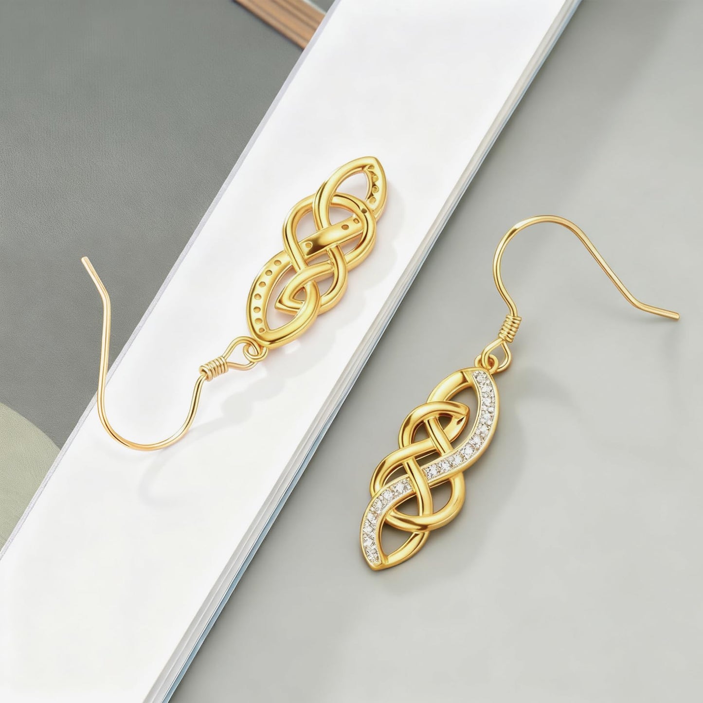 XPYPZP 14K Gold Celtic Knot Earrings for Women Dainty Irish Celtic Knot Dangle Drop Earrings with Sparkling Cubic Zirconia Trendy Ireland Jewelry Mothers Day Gifts for Mom Wife Girlfriend Her