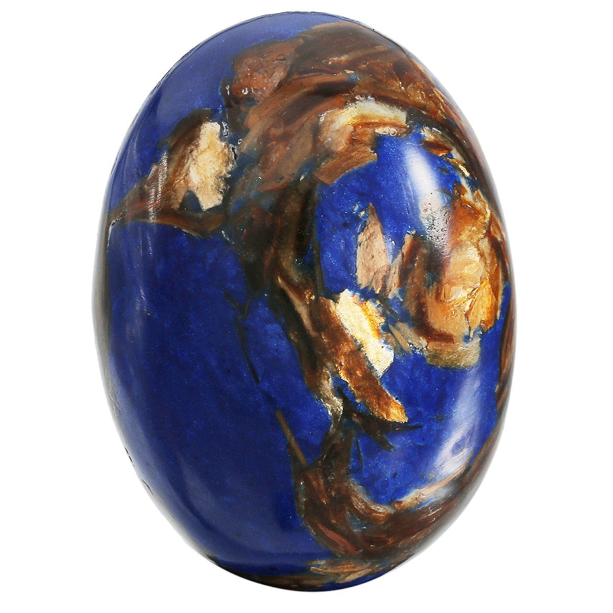 TUMBEELLUWA Sea Sediment Jasper Oval Stone Cabochons Flatback Semi-precious CAB for Jewelry Making Pack of 5, Blue&Gold(18x25mm)