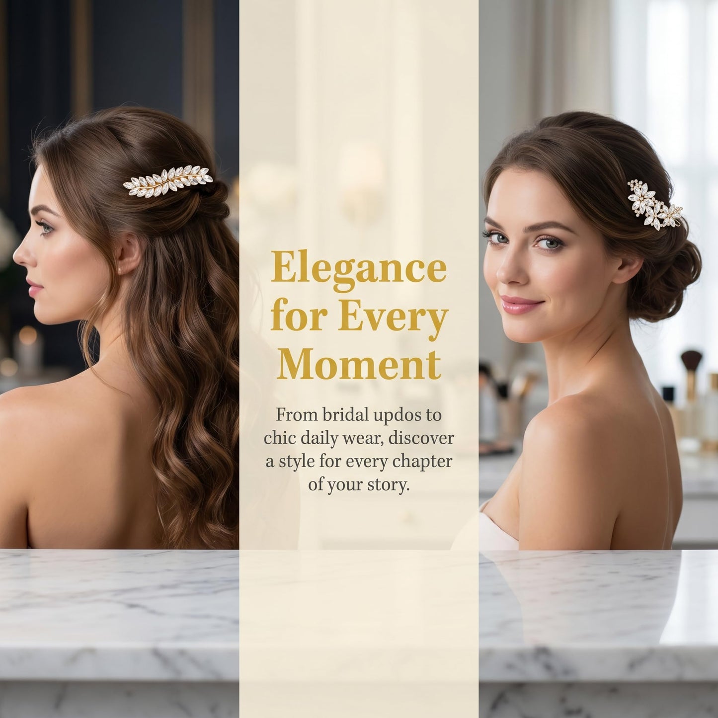 4 Pcs Rhinestone Hair Clips for Women Hair Barrettes Silver Hair Accessories Bridal for Wedding Party Everyday (Gold B)