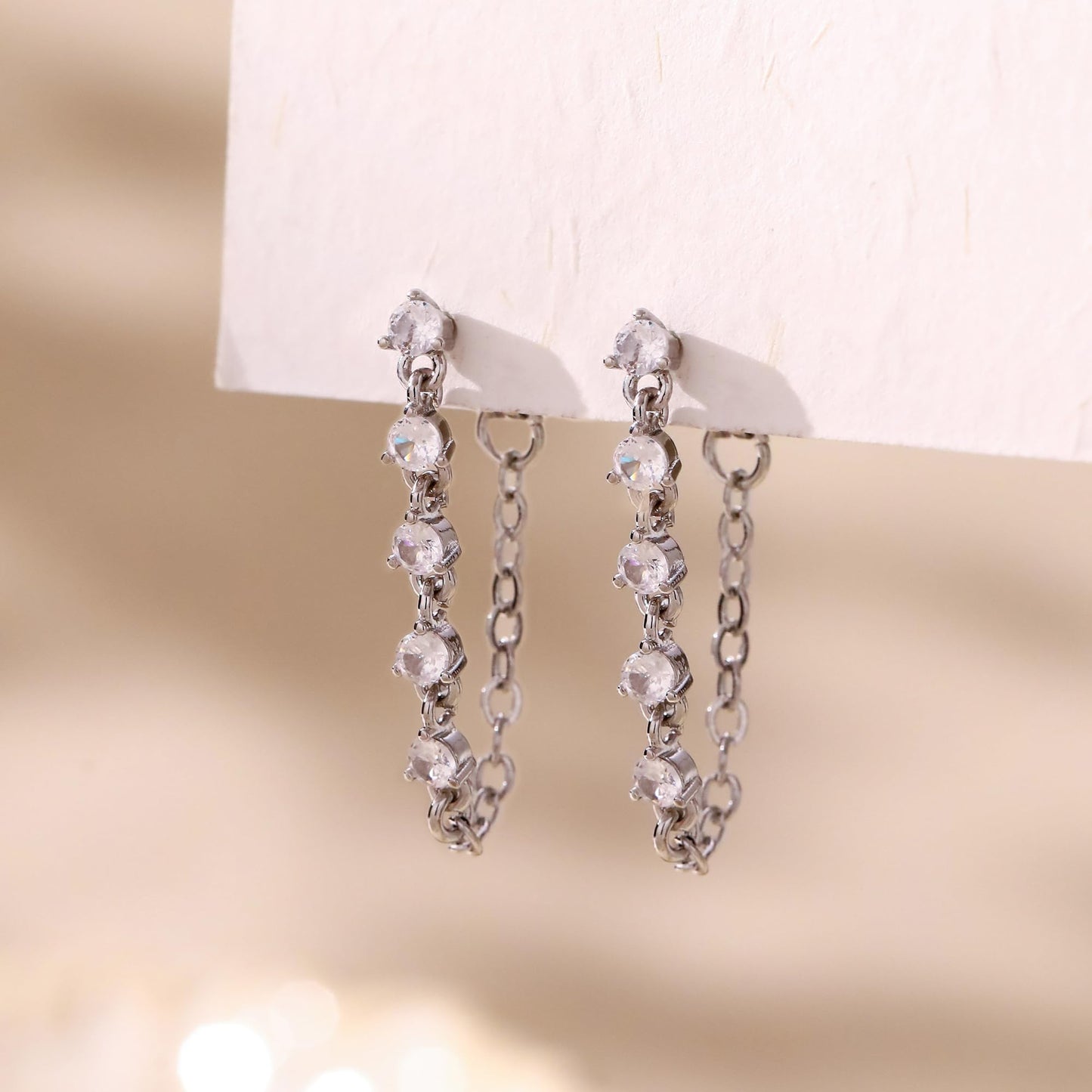 Solistra Silver Dangle Earrings for Women Triple Trendy Diamond Drop Earring Hypoallergenic Earrings for Women Wedding Jewelry Valentines Day Gifts for Her